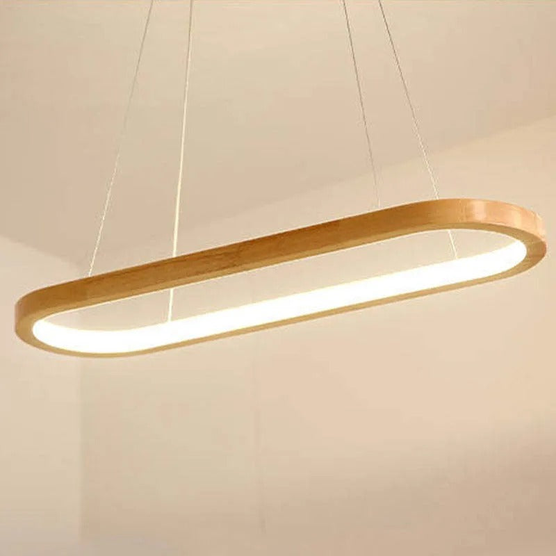 Lyraen Contemporary Oval Wooden Pendant Light - Sereilux
