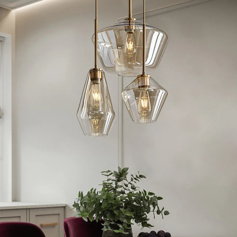 Virelo Pendant Light Glass Clear/Amber Diamond - Sereilux