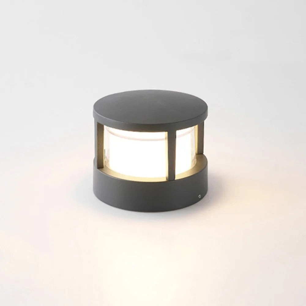 Alvian Outdoor Light Modern Cylindrical Bollard Black - Sereilux