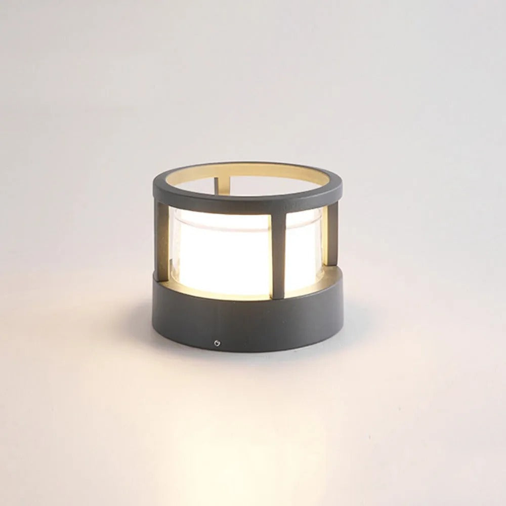 Alvian Outdoor Light Modern Cylindrical Bollard Black - Sereilux