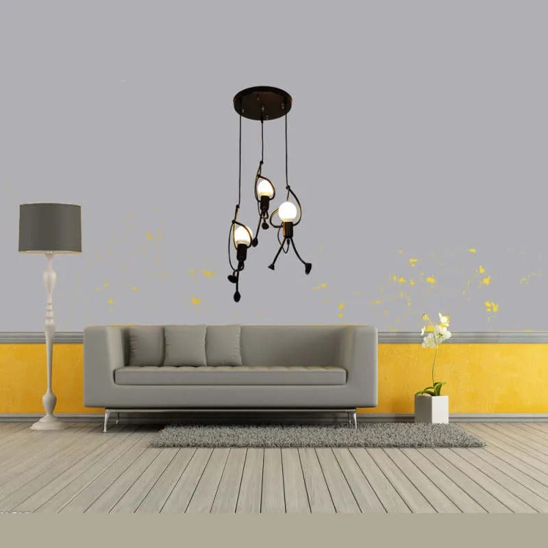 Esi Retro Modern Iron Man Pendelleuchte, Schwarz - Sereilux