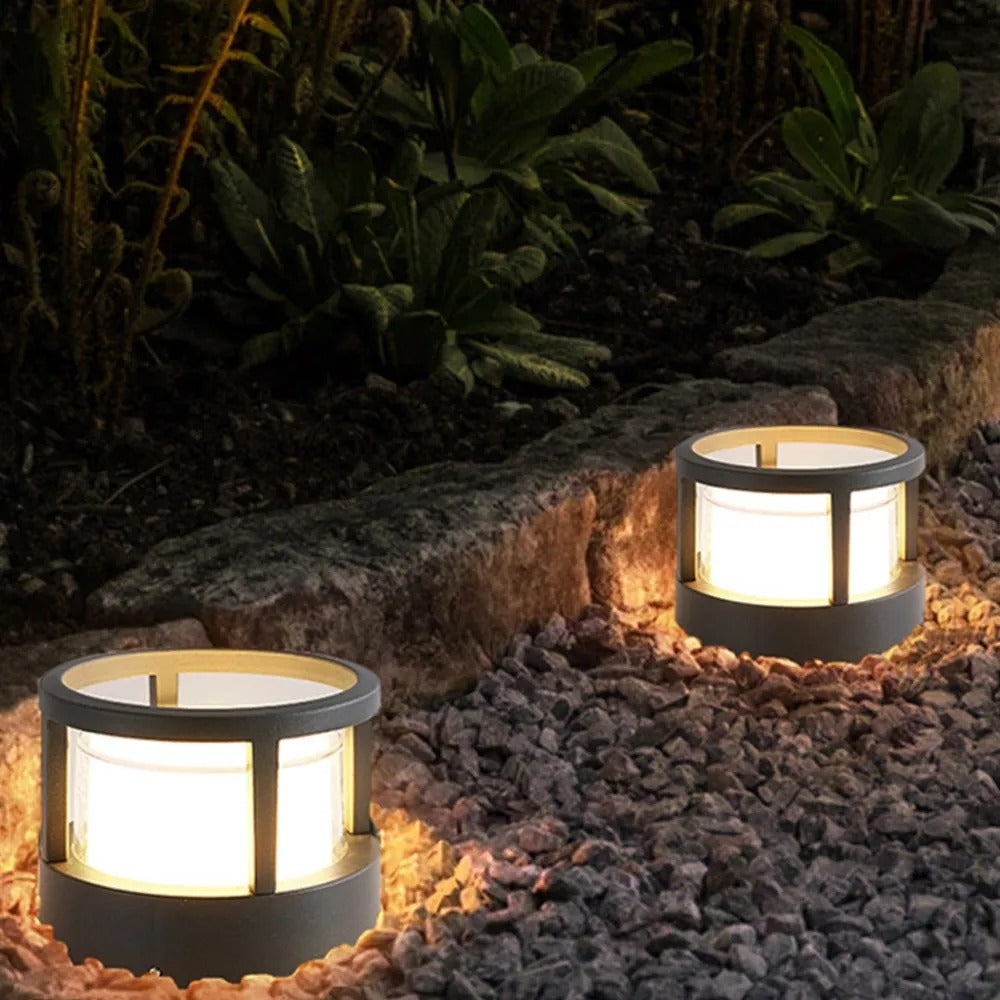 Alvian Outdoor Light Modern Cylindrical Bollard Black - Sereilux