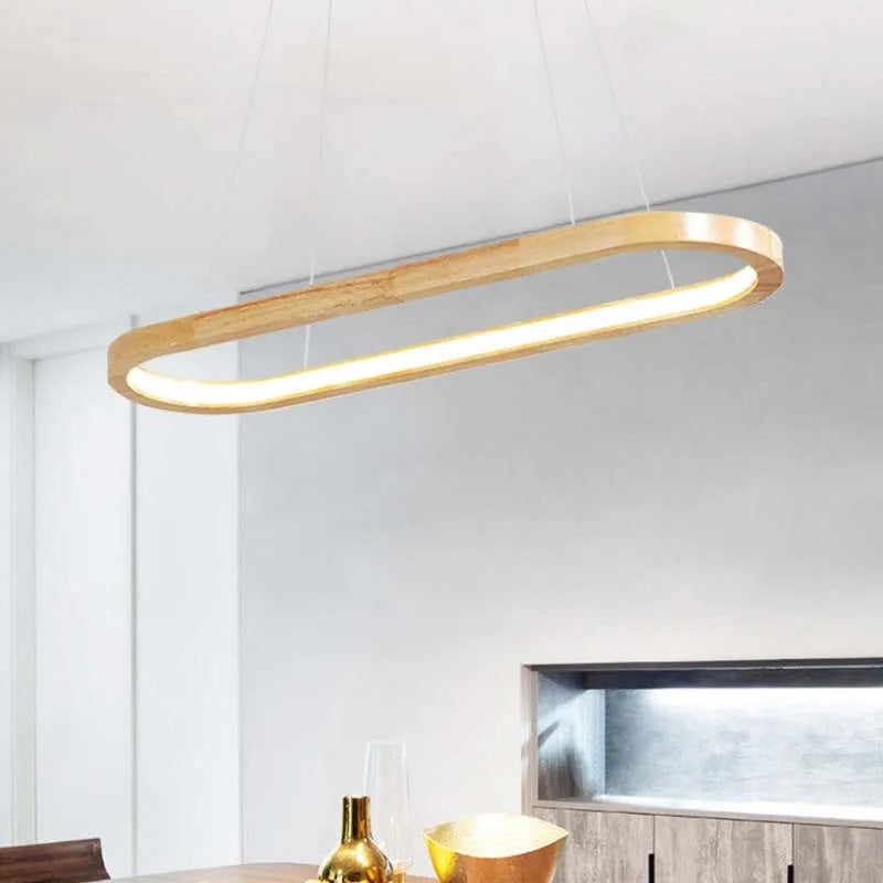 Lyraen Contemporary Oval Wooden Pendant Light - Sereilux