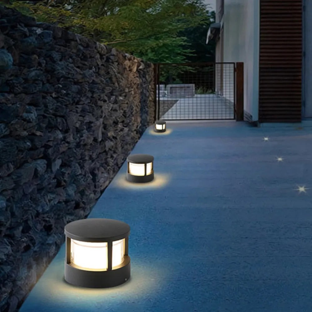 Alvian Outdoor Light Modern Cylindrical Bollard Black - Sereilux