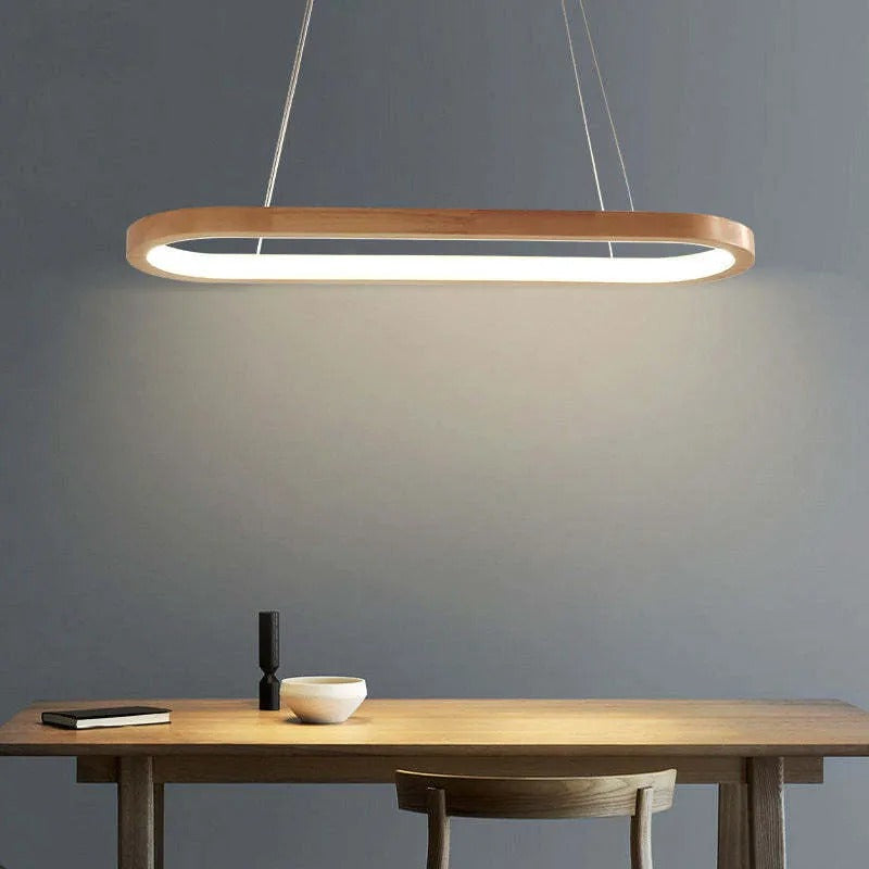 Lyraen Contemporary Oval Wooden Pendant Light - Sereilux
