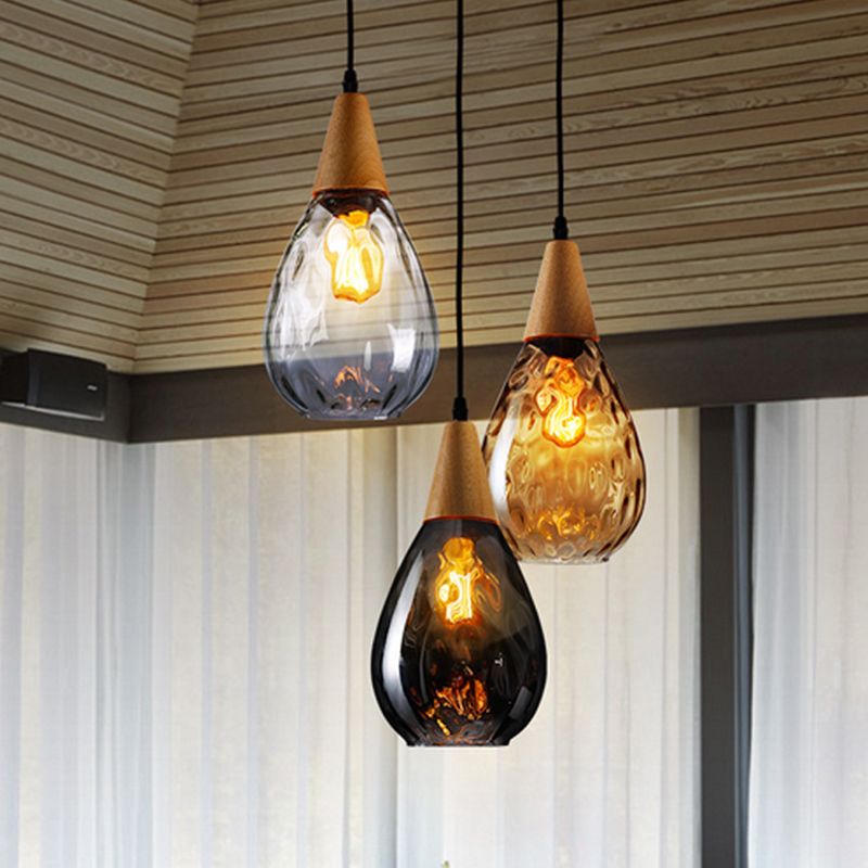 Alverin Pendelleuchte Glas Holz Bernstein - Sereilux