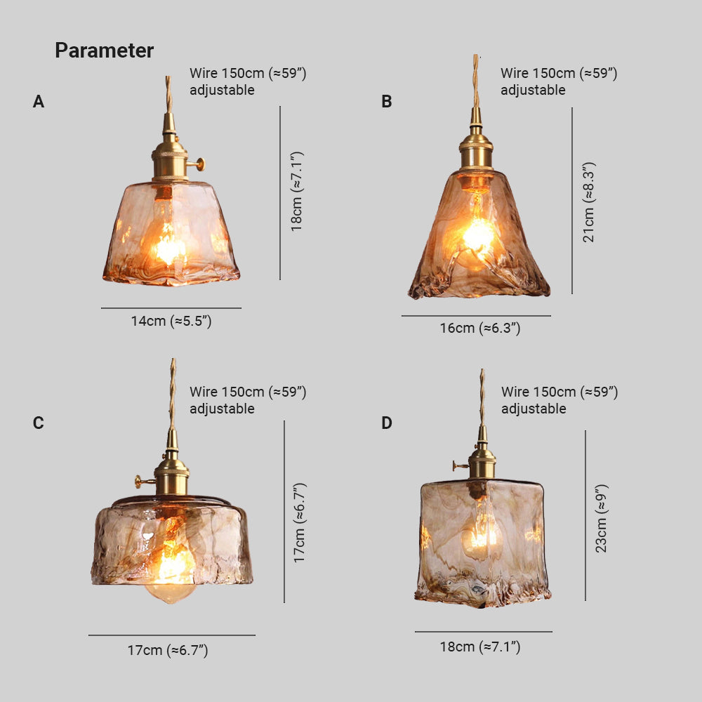 Lampada a sospensione Evin in vetro e ottone - Sereilux