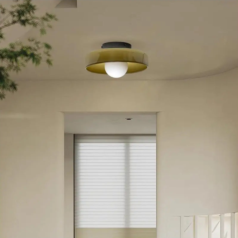 Solven Ceiling Light Drum-Shaped Glass - Sereilux