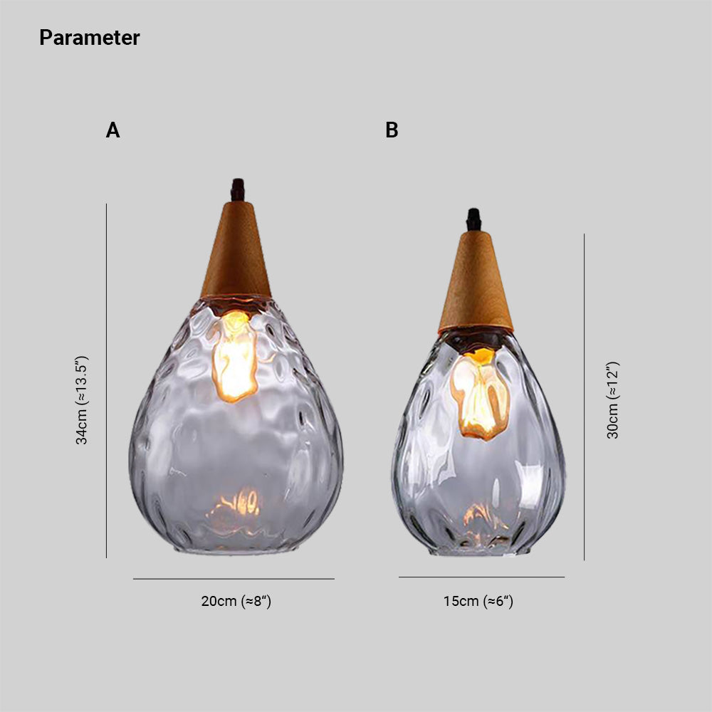 Salen Vintage LED Suspension Ambre Verre Bois Chambre à coucher-Luire