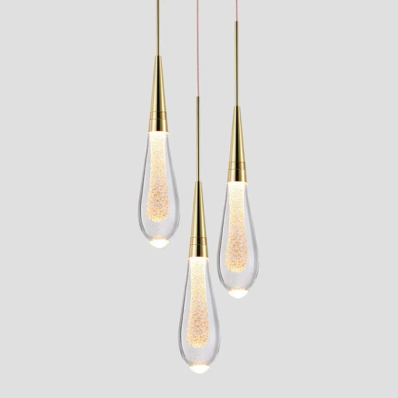 Eloria Pendant Light Crystal Glass Droplet Gold - Sereilux