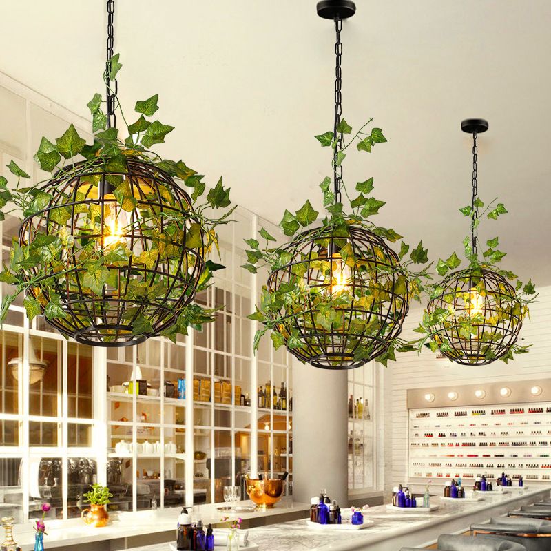 Norel Globe Art Deco LED Suspension Vert Métal Salle à Manger-Luire