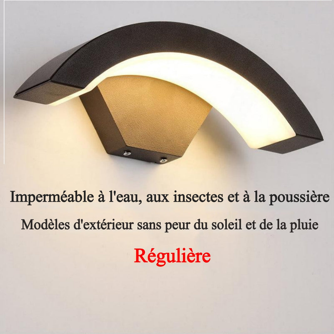 Lazen Applique Murale Capteur étanche Arc Modern Noir. Extérieur-Luire