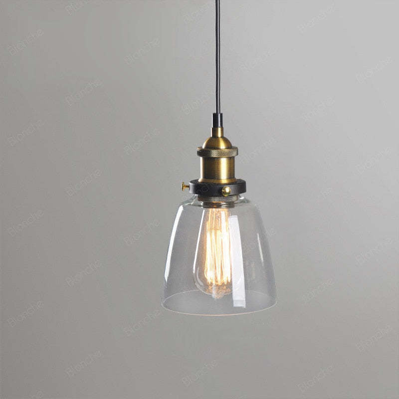 Lámpara colgante de vidrio industrial Teni transparente/ámbar/gris humo - Sereilux