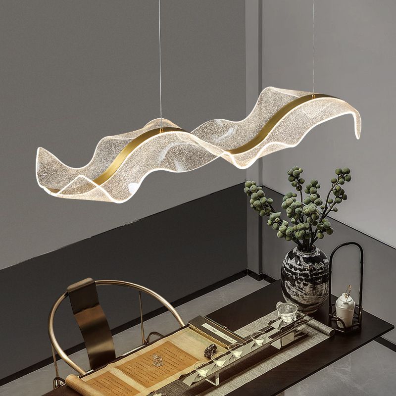 Lavorix Luminaires Suspensions Vague Moderne Métal/Acrylique Blanc/Doré Salon-Luire