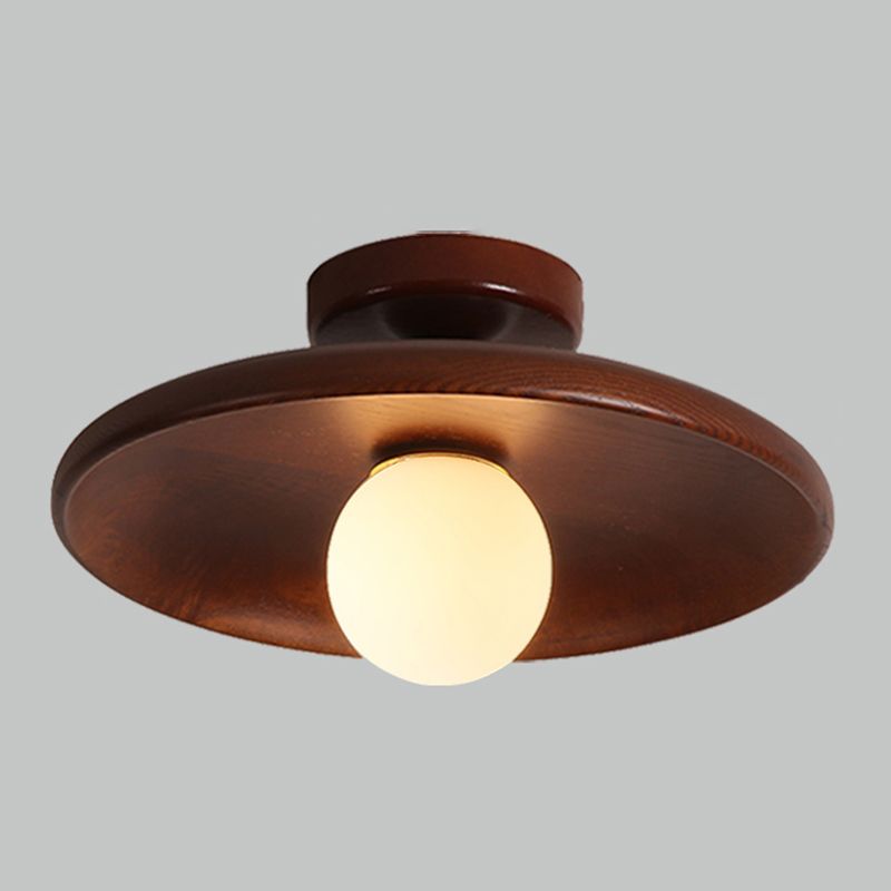 Estel Plafonnier Bol Moderne. Bois/Verre. Bois/Noyer. Salon-Luire
