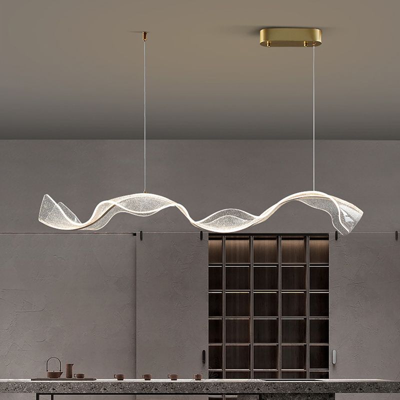 Lavorix Luminaires Suspensions Vague Moderne Métal/Acrylique Blanc/Doré Salon-Luire