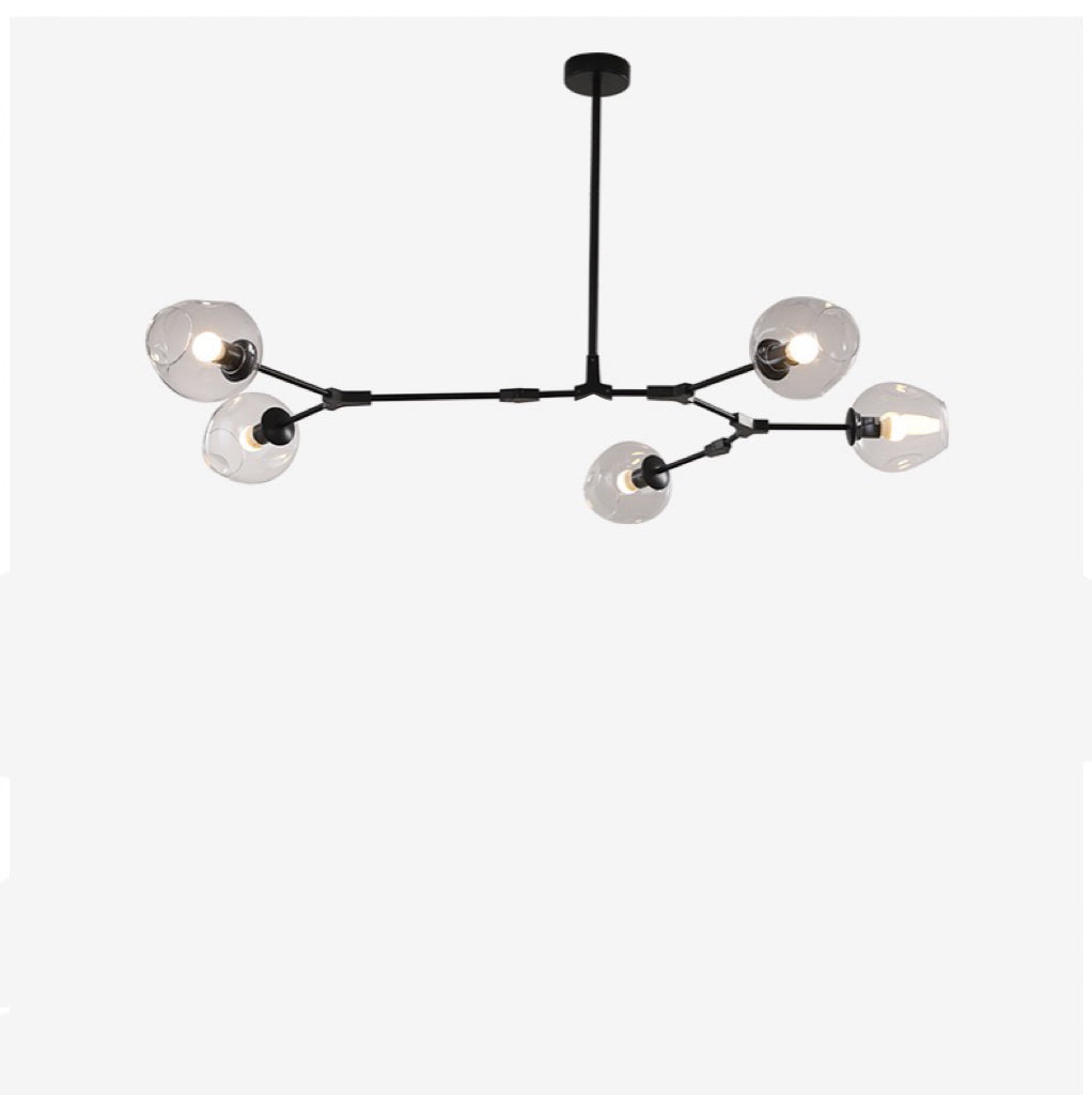 Rurex Suspension Nordique. Verre. Noir/Or. Salon-Luire