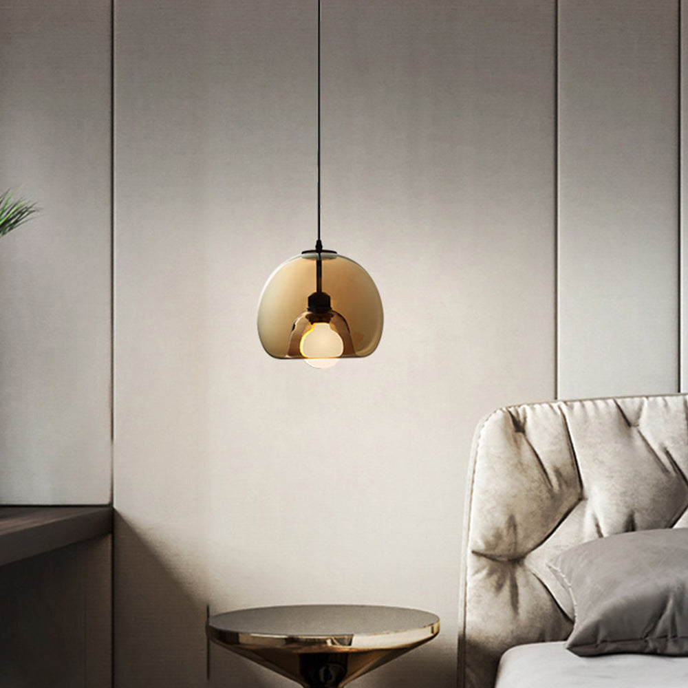 Norvia Pendant Light Globe Glass Amber/Smoky Grey - Sereilux