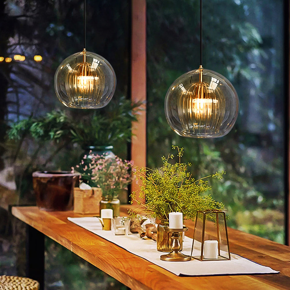 Eronix Suspension Bulle Nordique Verre Transparent/Doré Salon/Chambre-Luire