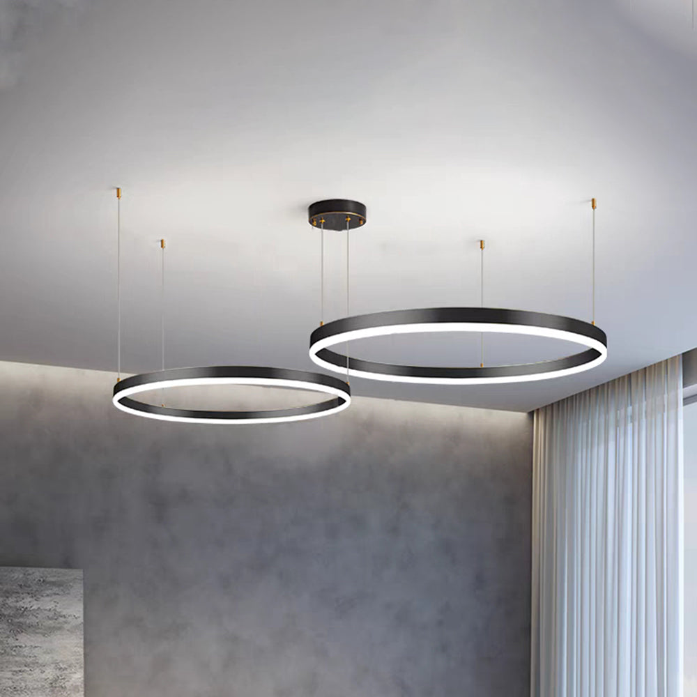 Zorin Suspension Anneau Moderne Métal Noir/Doré/Café Salon-Luire
