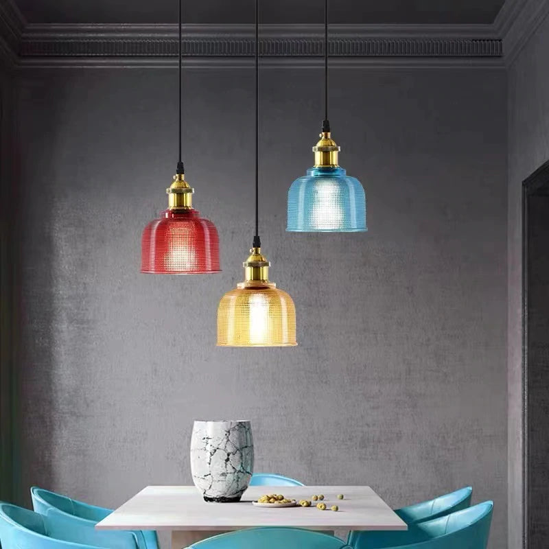 Sostel Vintage Luminaires Suspension. Bleu/Rouge/Transparent/Ambre-Luire