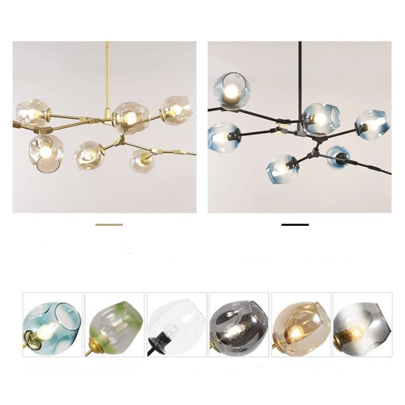 Rurex Suspension Nordique. Verre. Noir/Or. Salon-Luire