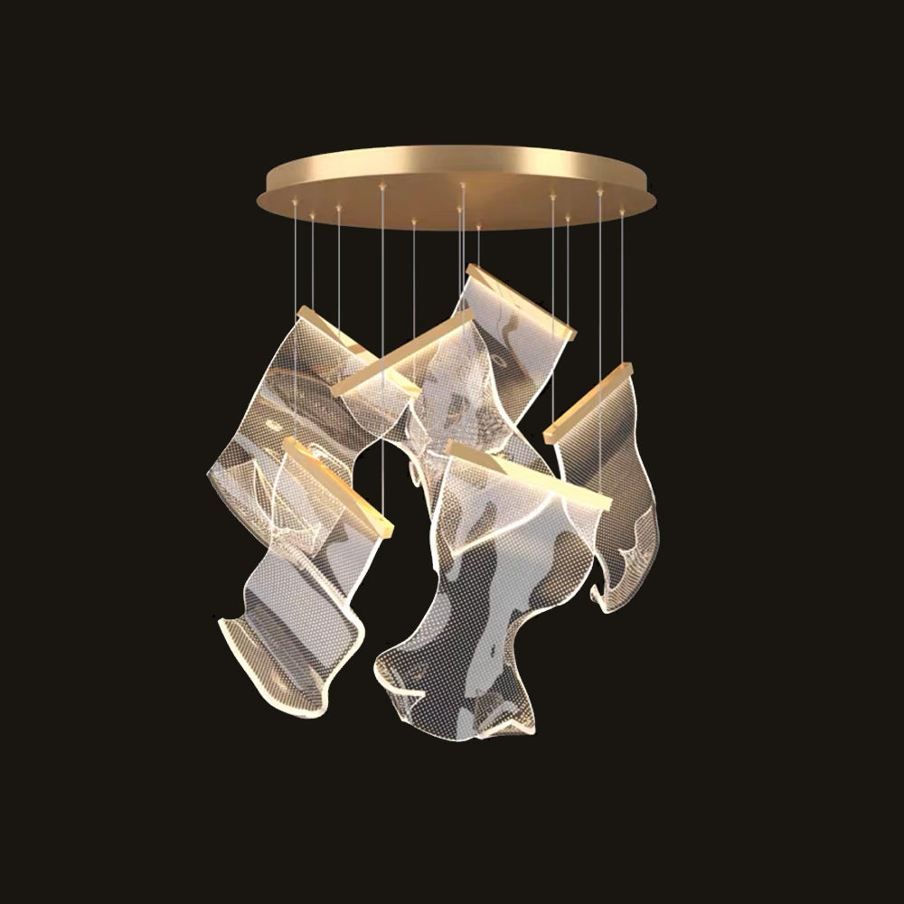 Kristy Suspension Carrée Contemporaine Métal/Acrylique Doré Salon/Escalier-Luire