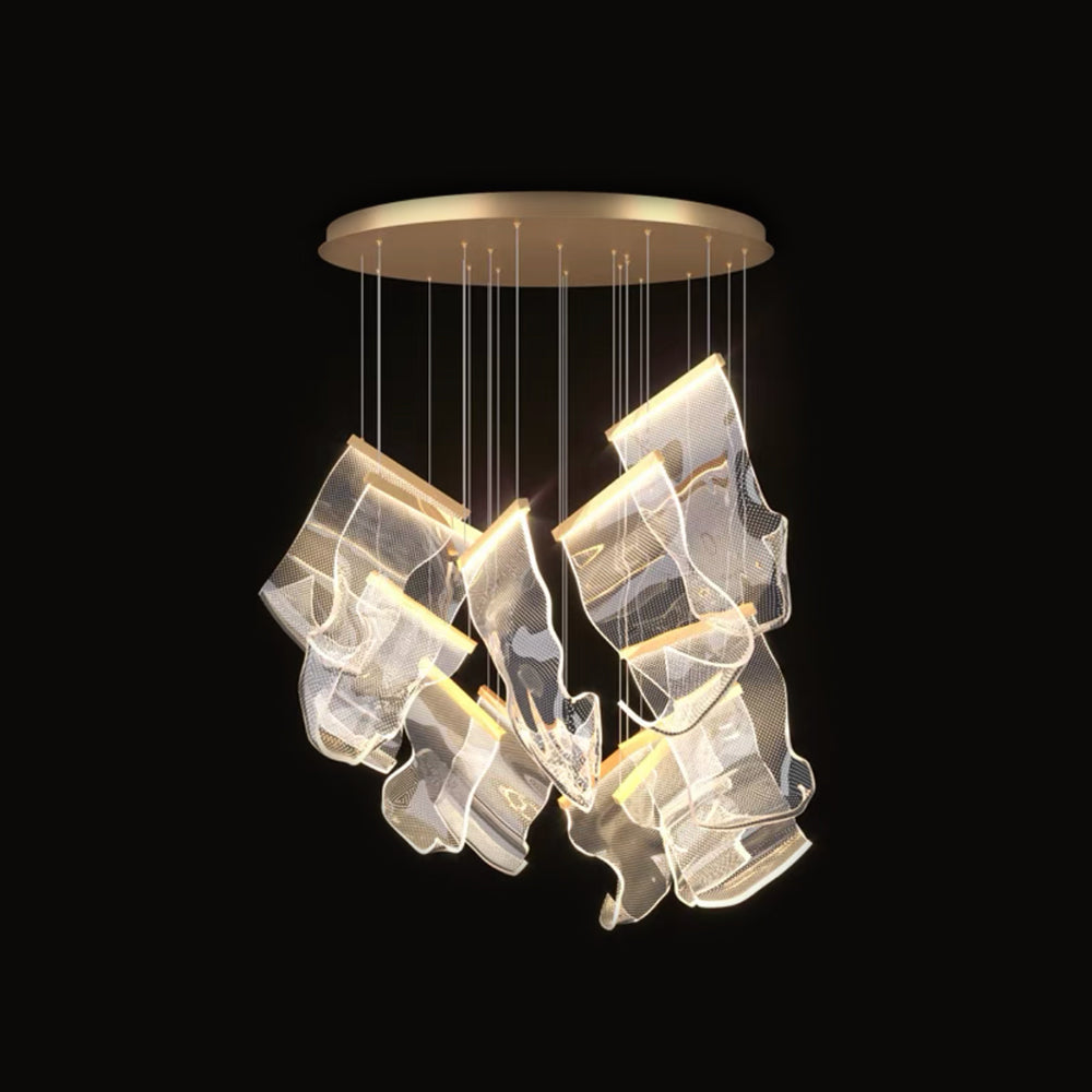 Kristy Suspension Carrée Contemporaine Métal/Acrylique Doré Salon/Escalier-Luire