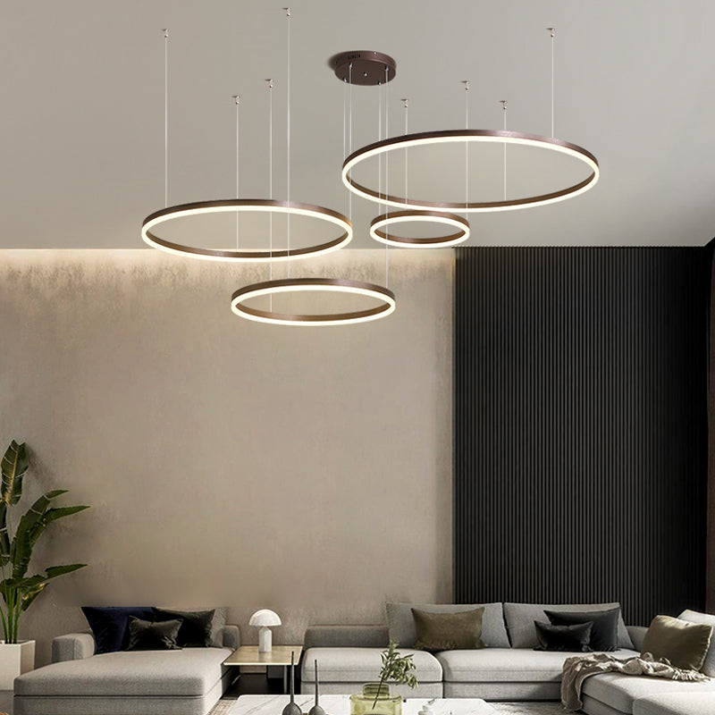 Zorin Suspension Anneau Moderne Métal Noir/Doré/Café Salon-Luire