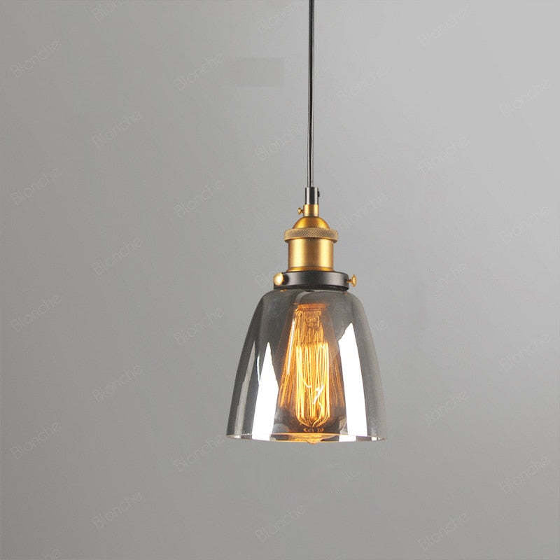 Siroven suspension Industriel en Verre. Clair/Ambre/Gris Fumé-Luire