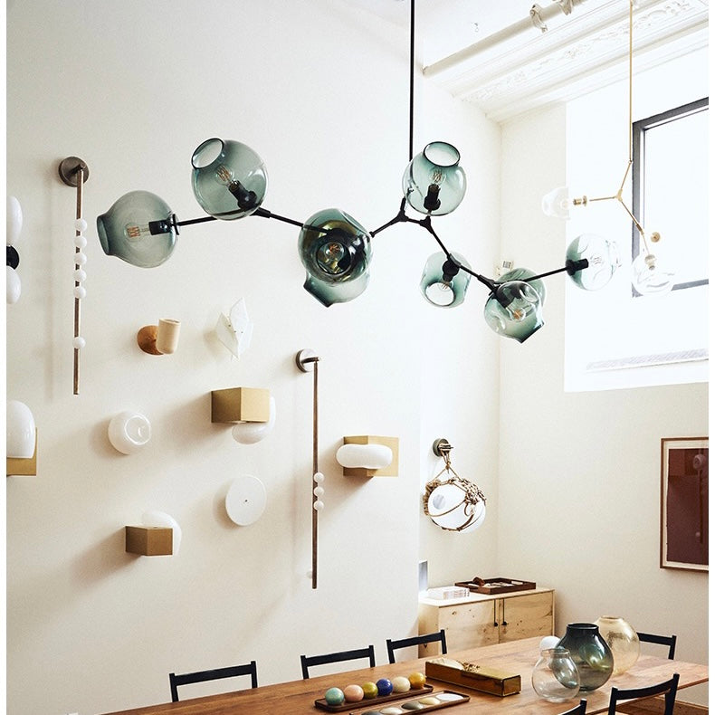 Rurex Suspension Nordique. Verre. Noir/Or. Salon-Luire