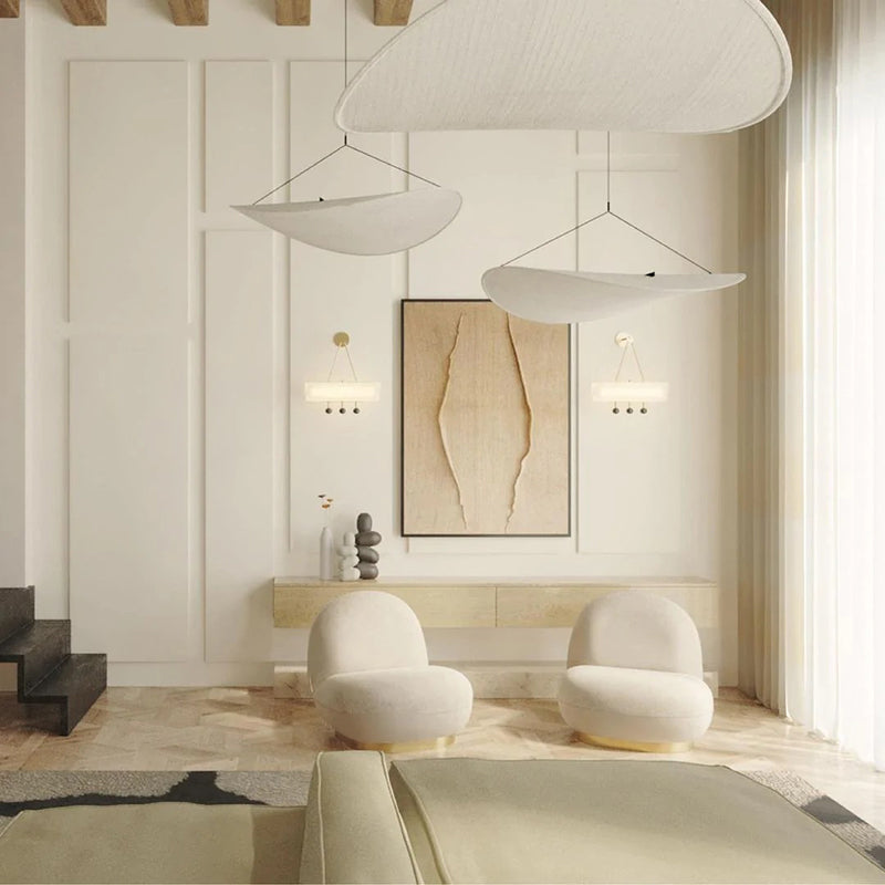 Evelor Suspension Géométrique Moderne Soie Blanc Salon-Luire