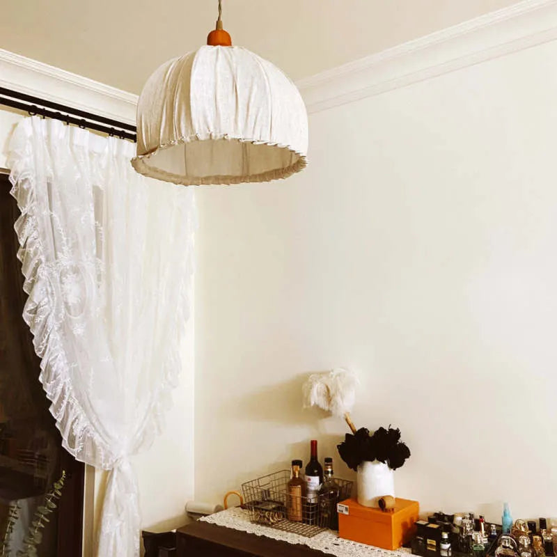 Teo Vintage Pendant Light Beige, Fabric - Sereilux