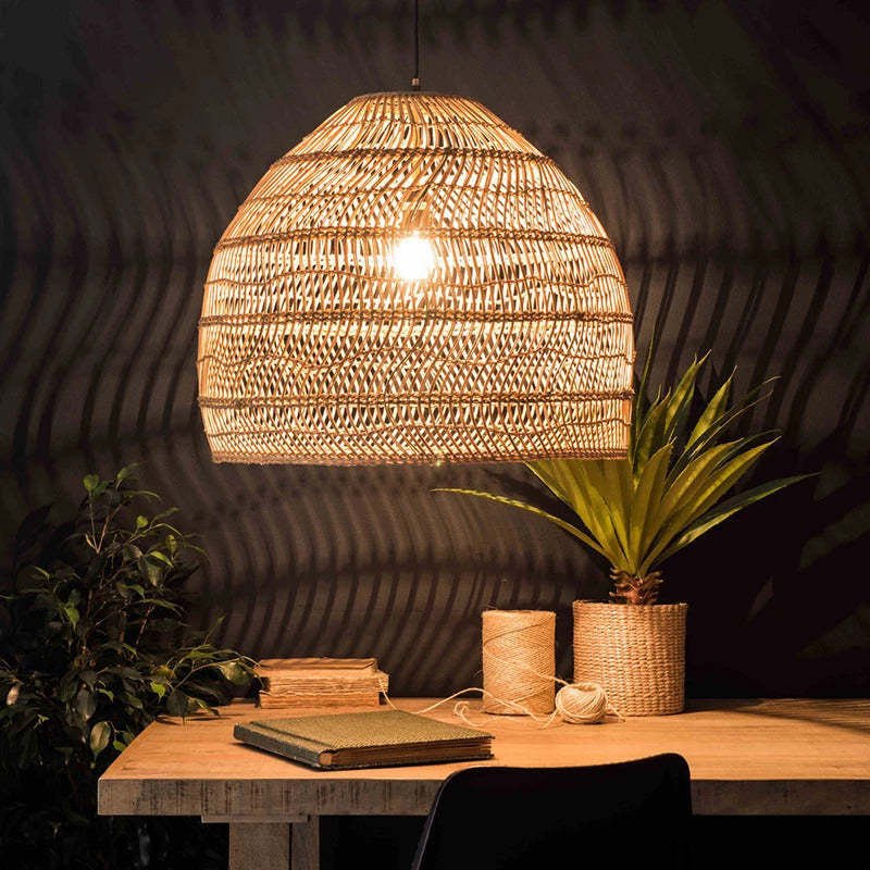 Lixi Rattan Bamboo Lampshade Hand Knitted Pendant Light - Sereilux