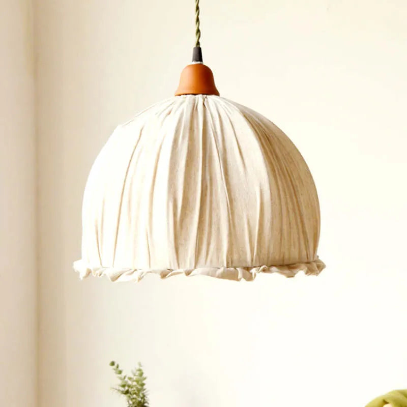 Teo Vintage Pendant Light Beige, Fabric - Sereilux