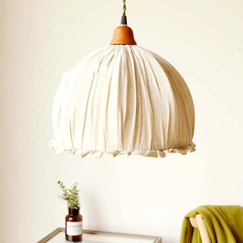 Teo Vintage Pendant Light Beige, Fabric - Sereilux