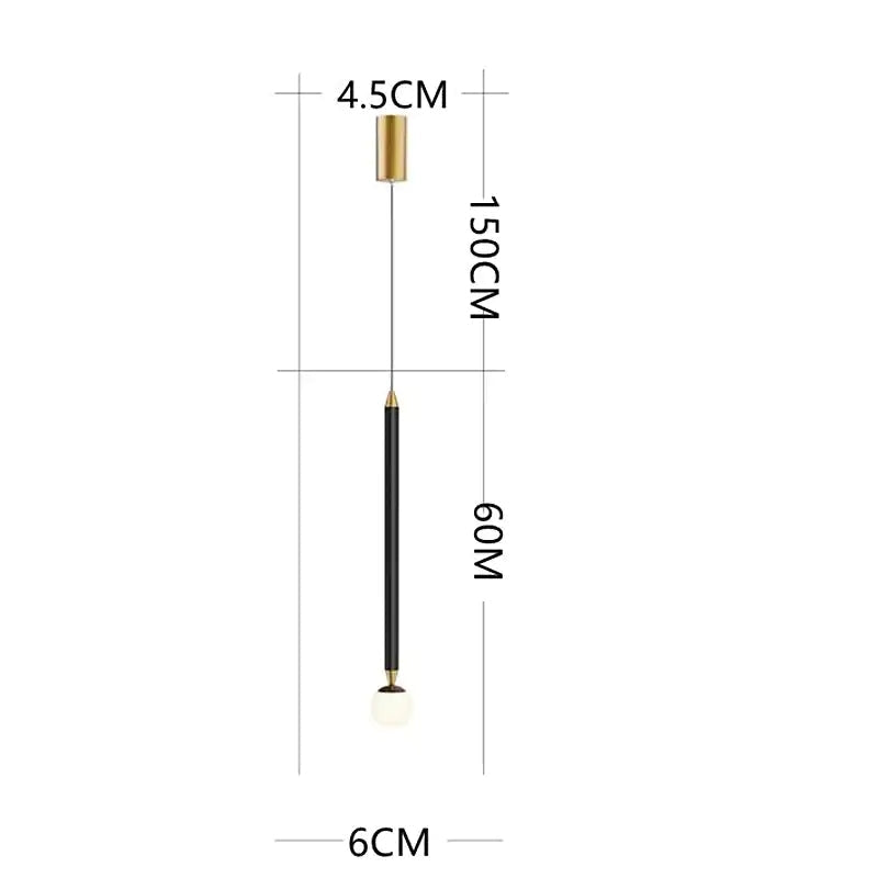 Diroven Suspension Cylindre Simple. Métal/Verre. Noir/Doré. Salon-Luire