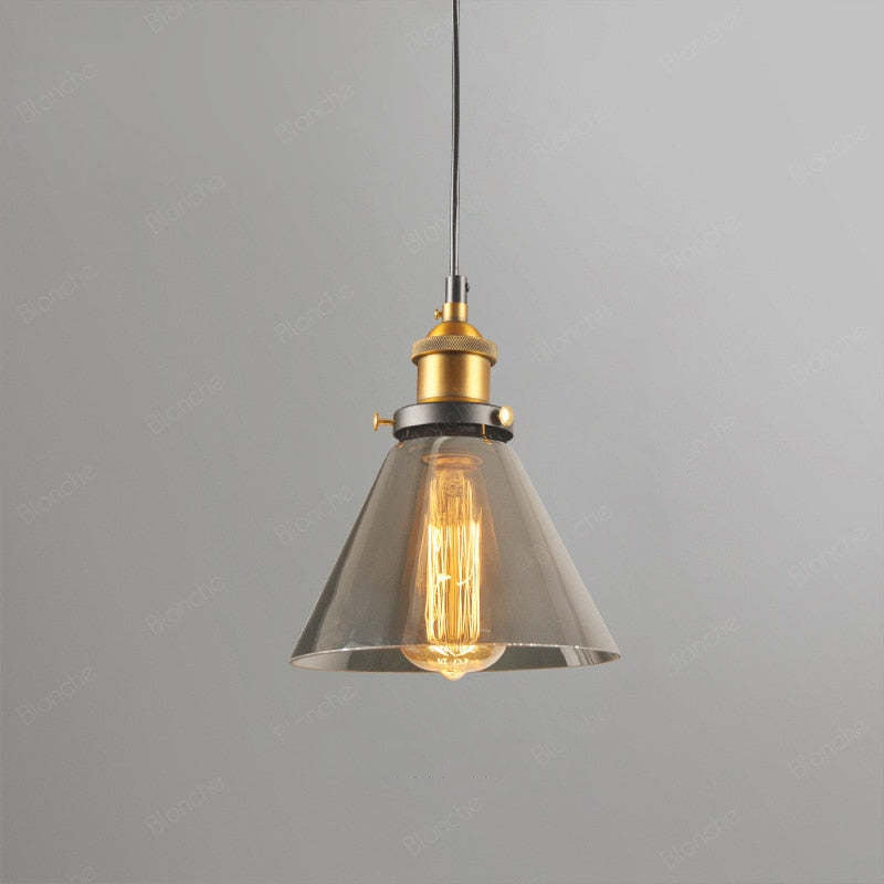 Siroven suspension Industriel en Verre. Clair/Ambre/Gris Fumé-Luire