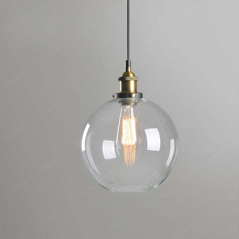 Lámpara colgante de vidrio industrial Teni transparente/ámbar/gris humo - Sereilux