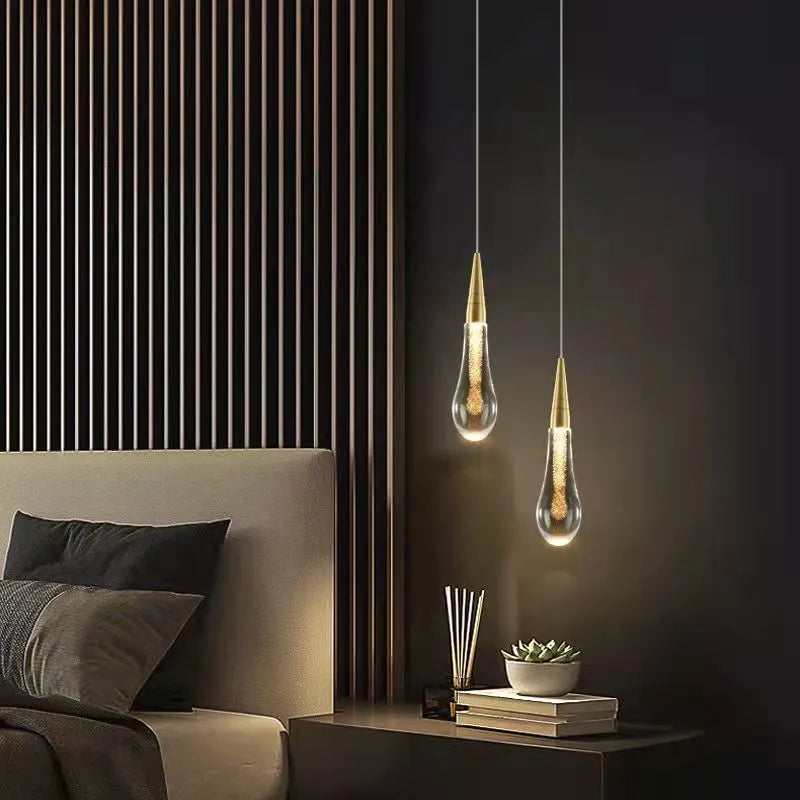 Eloria Pendant Light Crystal Glass Droplet Gold - Sereilux