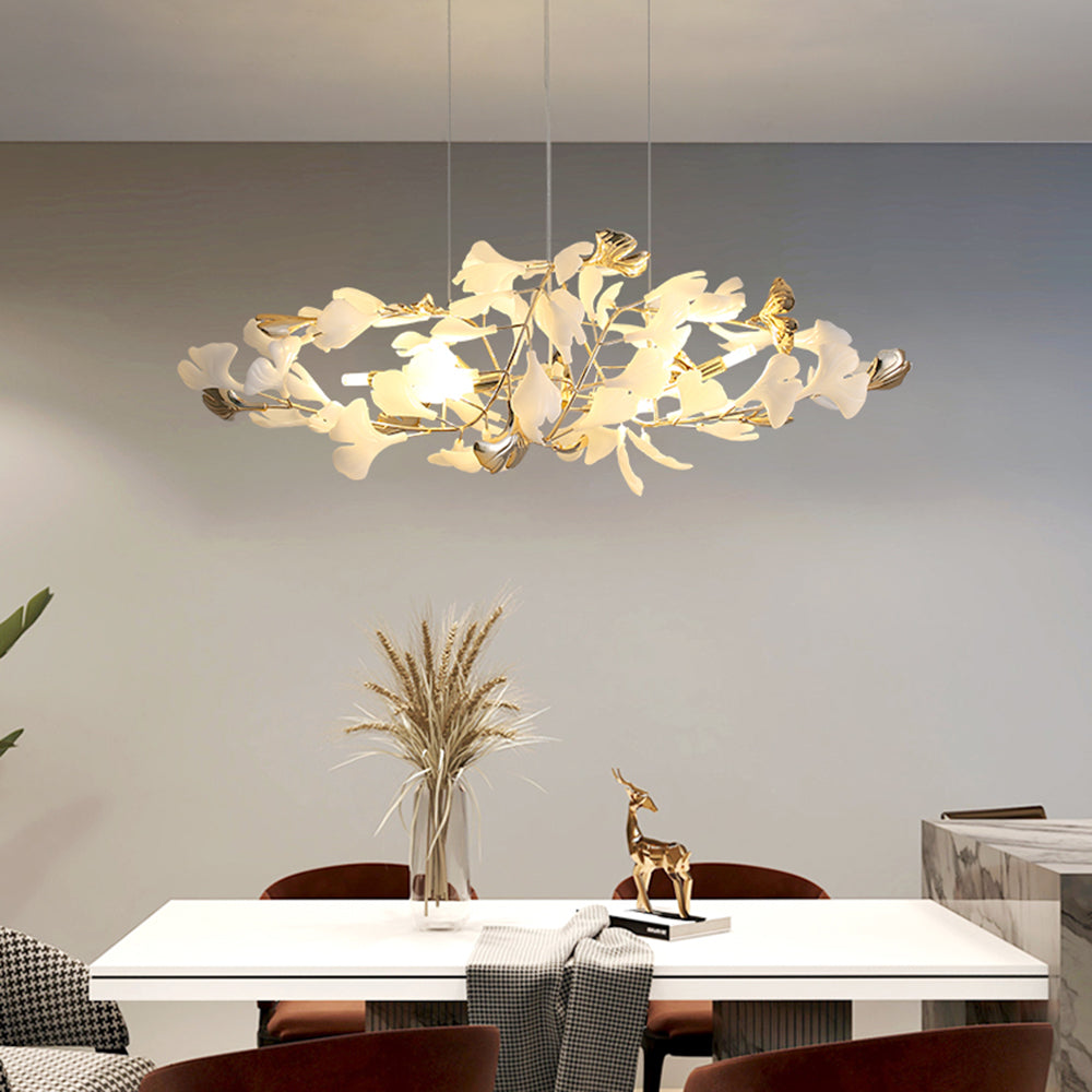 Tirex Suspension Feuille/Multi Moderne Métal/Céramique Doré/Blanc Salon-Luire