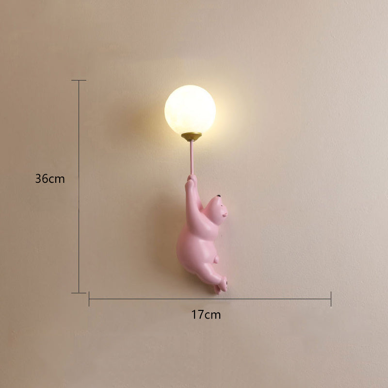 Evenel Bear Balloon Applique Murale Ours Ballon Moderne Animale. Blanc/Bleu/Rose. Salon-Luire