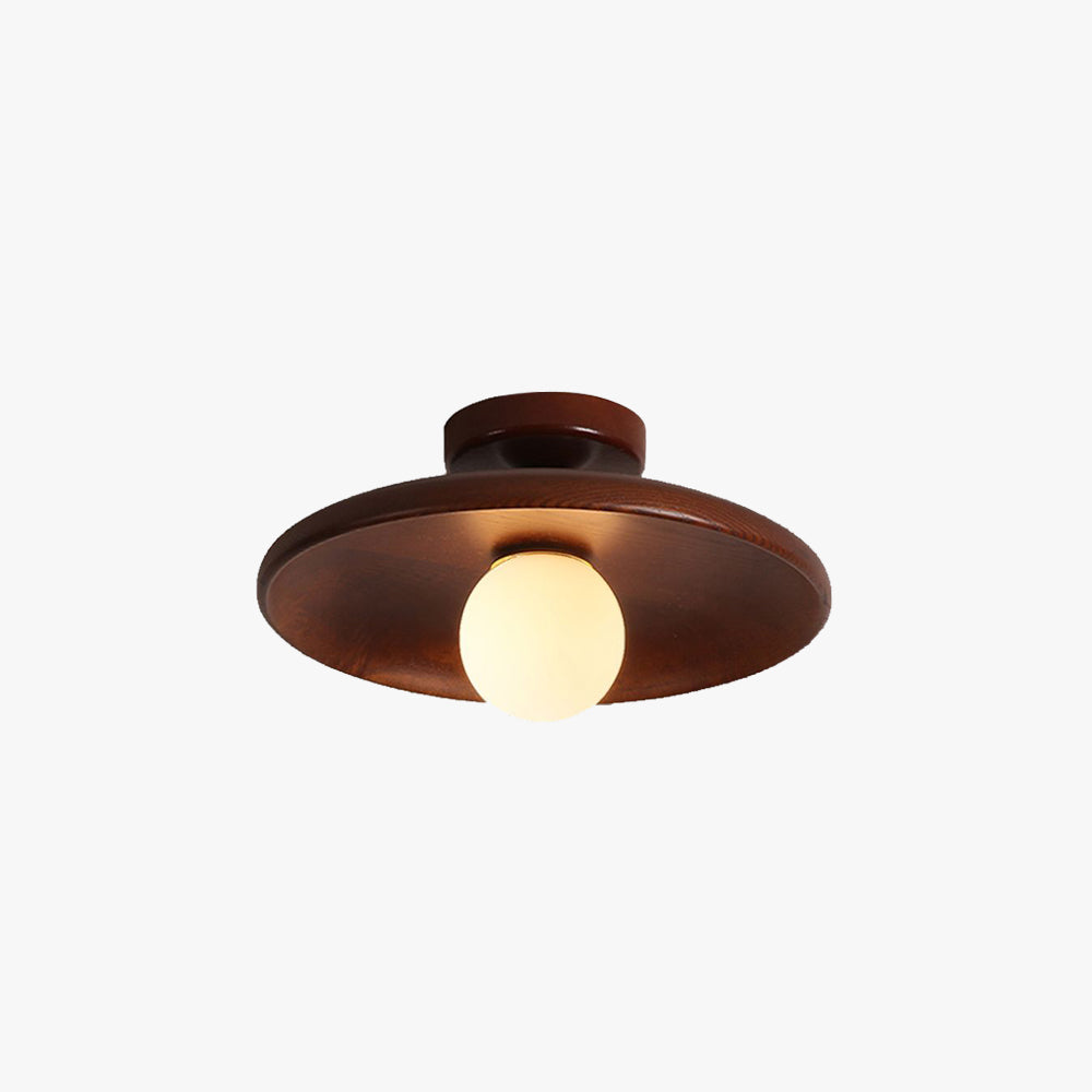 Estel Plafonnier Bol Moderne. Bois/Verre. Bois/Noyer. Salon-Luire