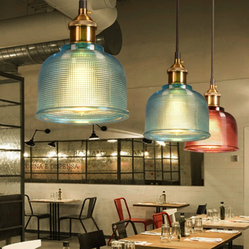 Sostel Vintage Luminaires Suspension. Bleu/Rouge/Transparent/Ambre-Luire