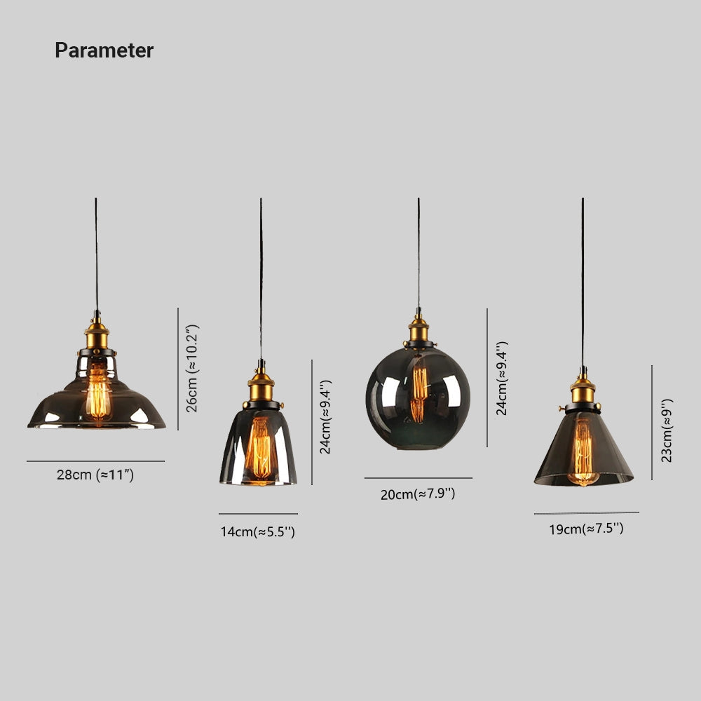 Lámpara colgante de vidrio industrial Teni transparente/ámbar/gris humo - Sereilux