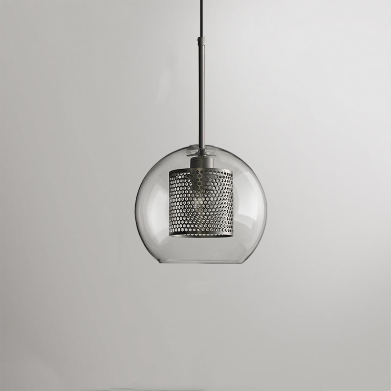 Vorinor Suspension Globe/Cylindre Moderne. Métal/Verre. Doré/Argent. Salon-Luire