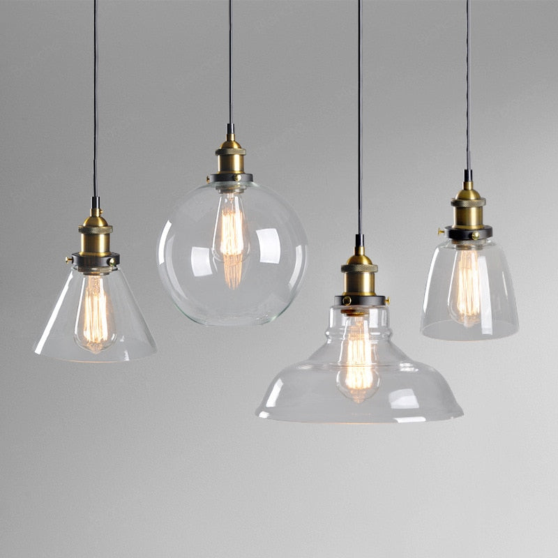 Siroven suspension Industriel en Verre. Clair/Ambre/Gris Fumé-Luire