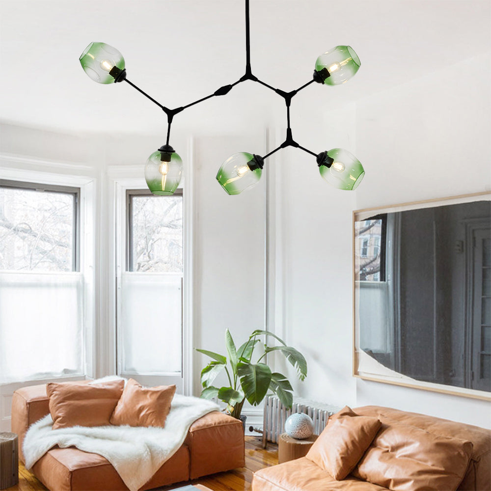 Rurex Suspension Nordique. Verre. Noir/Or. Salon-Luire