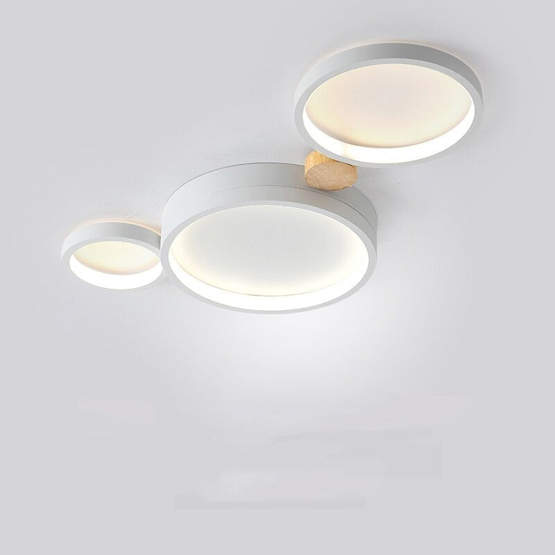 Zenar Plafonnier Rond Moderne. Métal/Bois. Blanc/Gris/Vert. Salon-Luire