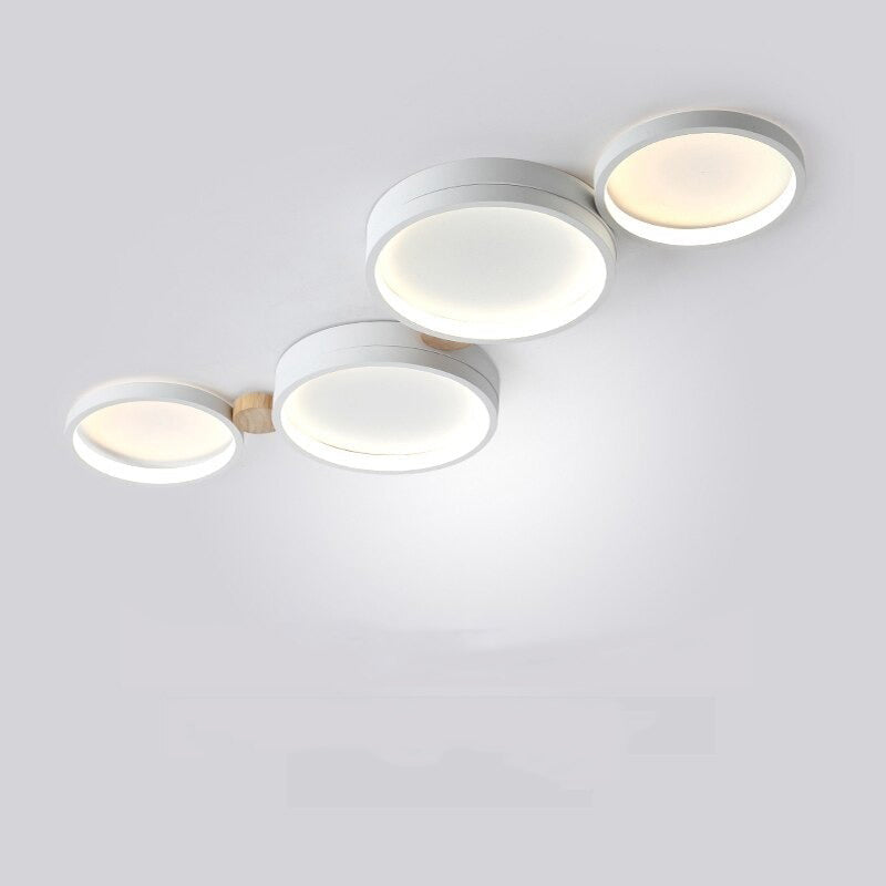 Zenar Plafonnier Rond Moderne. Métal/Bois. Blanc/Gris/Vert. Salon-Luire